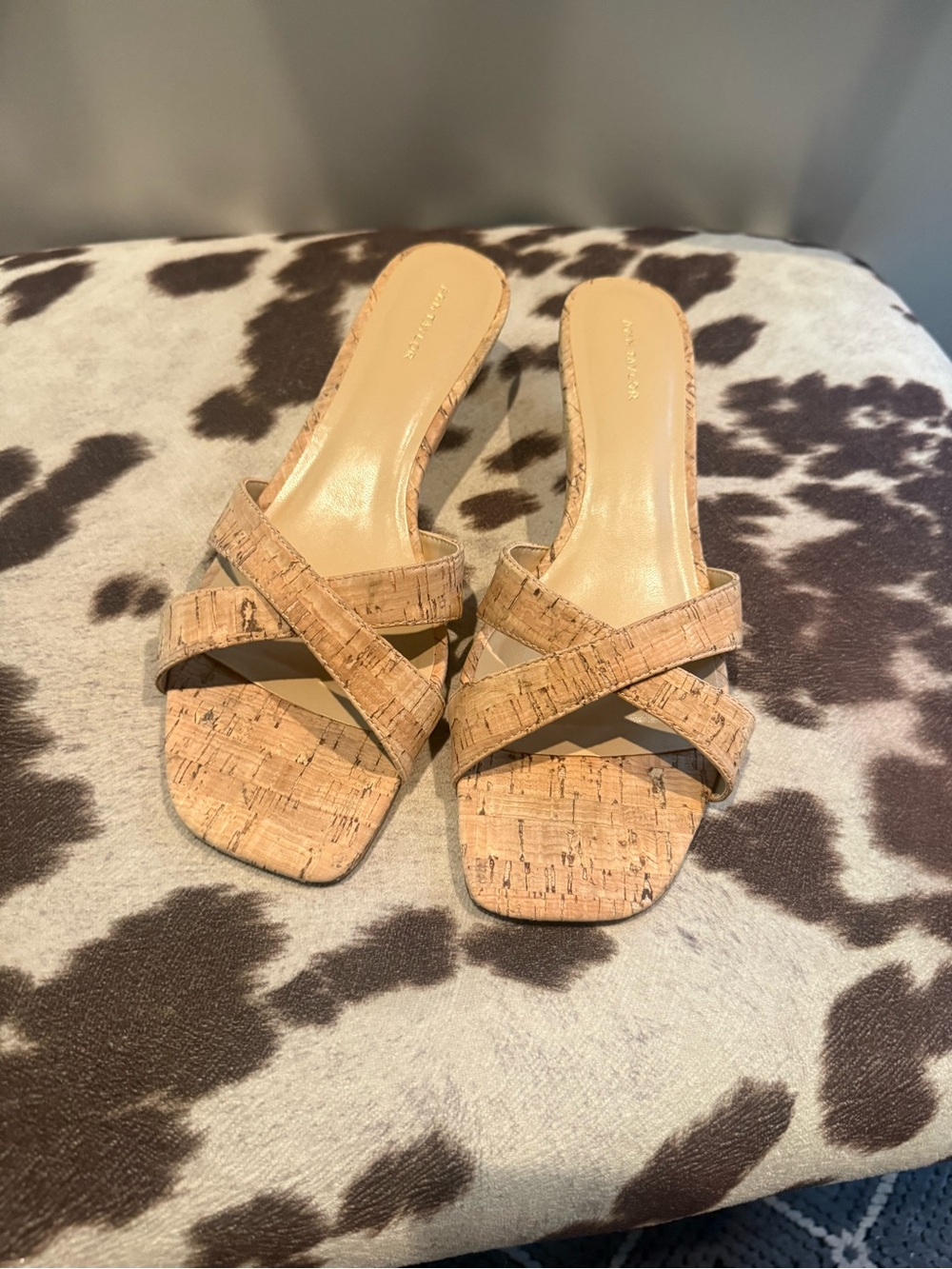 LOFT Natural Cork Crisscross Slide Mules